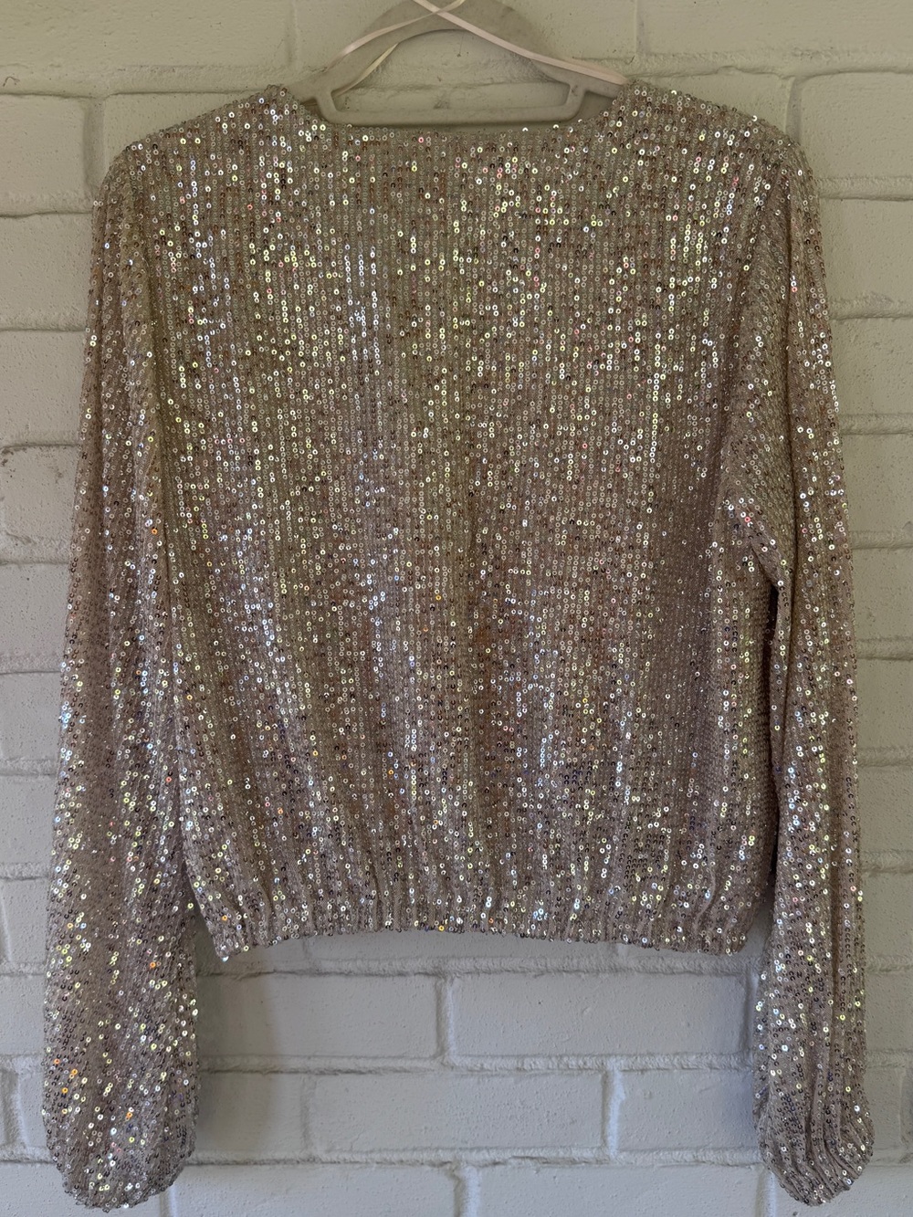 OPEN EDIT Sequin Long-Sleeve Wrap Blouse - Womens SMALL *NWT* - Picture 3 of 13